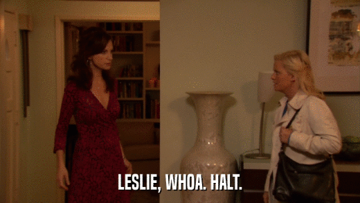 LESLIE, WHOA. HALT.  
