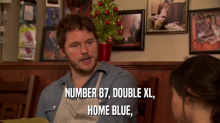 NUMBER 87, DOUBLE XL, HOME BLUE, 