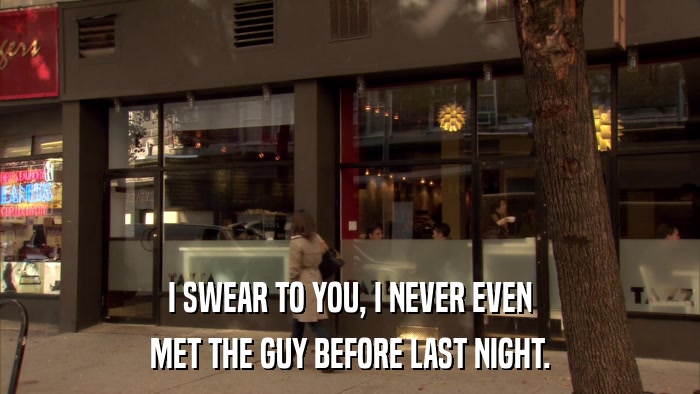 I SWEAR TO YOU, I NEVER EVEN MET THE GUY BEFORE LAST NIGHT. 