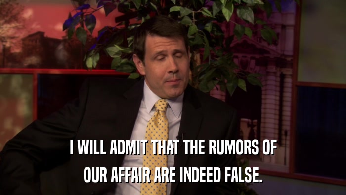 I WILL ADMIT THAT THE RUMORS OF OUR AFFAIR ARE INDEED FALSE. 