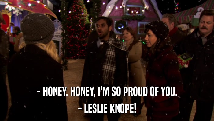 - HONEY. HONEY, I'M SO PROUD OF YOU. - LESLIE KNOPE! 