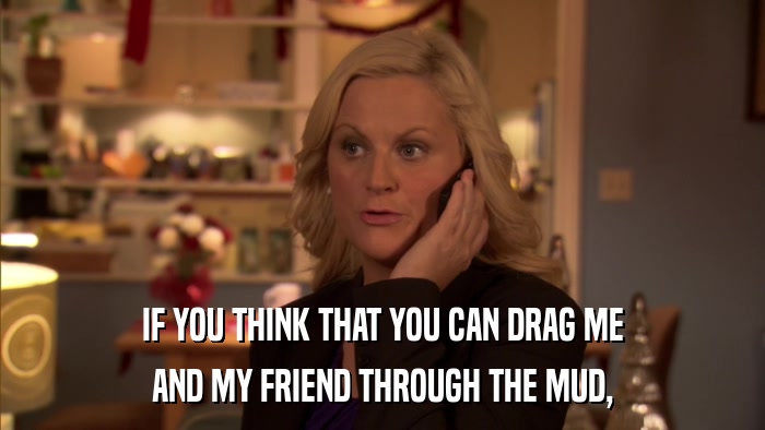 IF YOU THINK THAT YOU CAN DRAG ME AND MY FRIEND THROUGH THE MUD, 