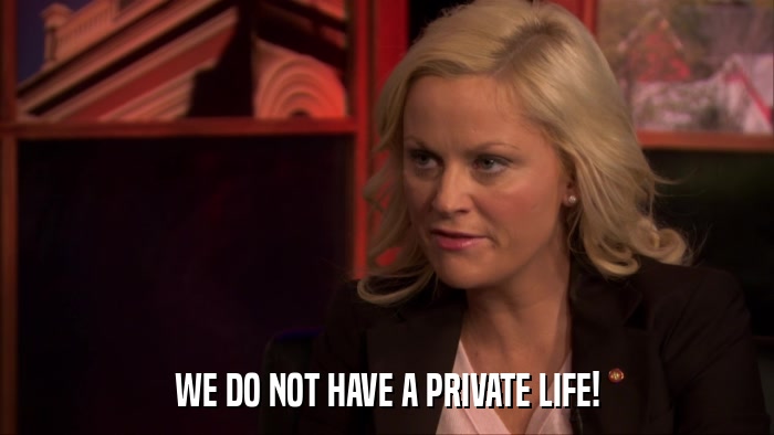 WE DO NOT HAVE A PRIVATE LIFE!  