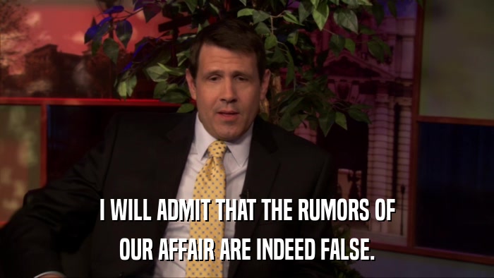 I WILL ADMIT THAT THE RUMORS OF OUR AFFAIR ARE INDEED FALSE. 