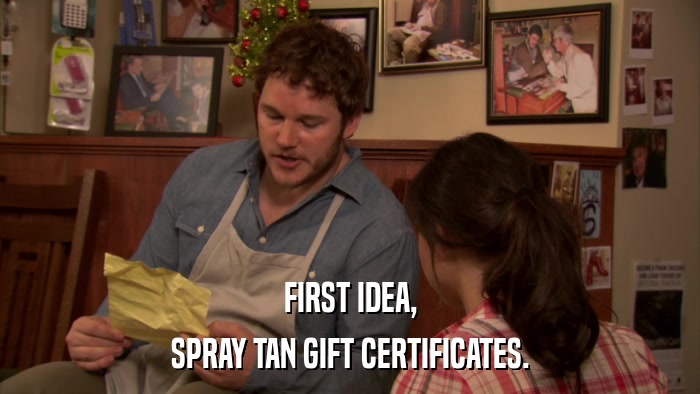 FIRST IDEA, SPRAY TAN GIFT CERTIFICATES. 