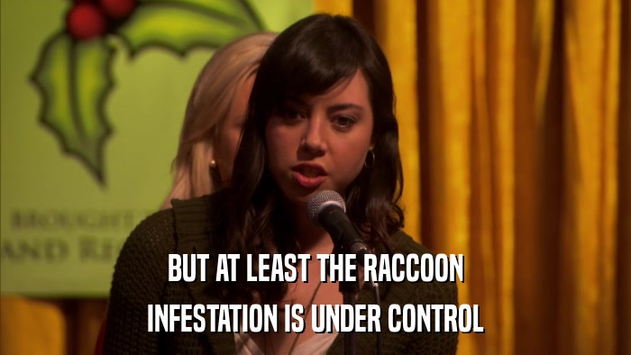 BUT AT LEAST THE RACCOON INFESTATION IS UNDER CONTROL 