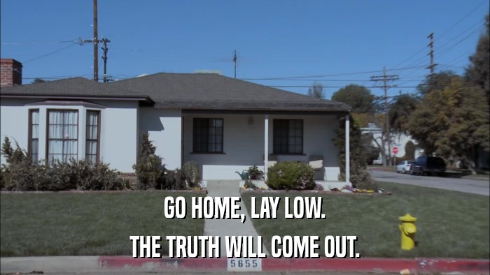 GO HOME, LAY LOW. THE TRUTH WILL COME OUT. 