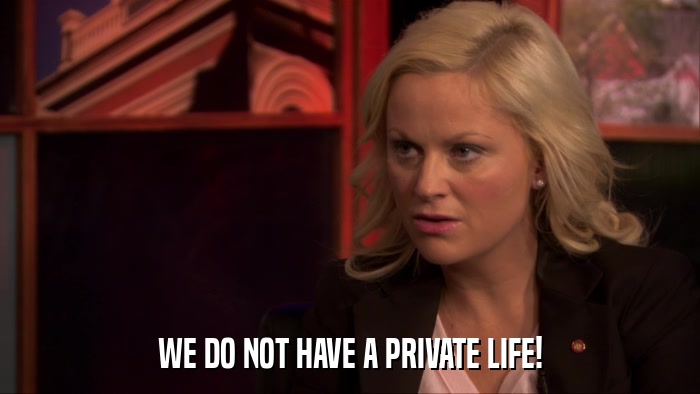 WE DO NOT HAVE A PRIVATE LIFE!  
