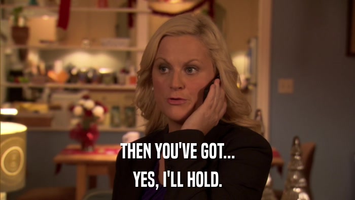 THEN YOU'VE GOT... YES, I'LL HOLD. 