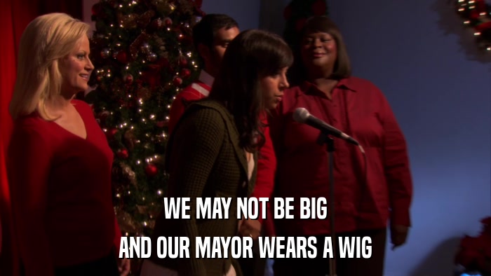 WE MAY NOT BE BIG AND OUR MAYOR WEARS A WIG 