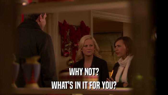 WHY NOT? WHAT'S IN IT FOR YOU? 