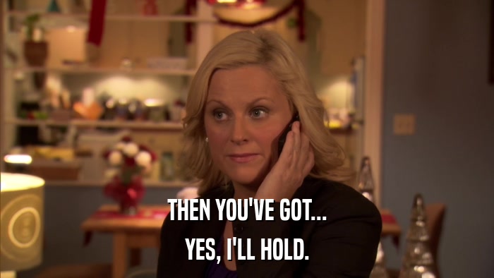 THEN YOU'VE GOT... YES, I'LL HOLD. 
