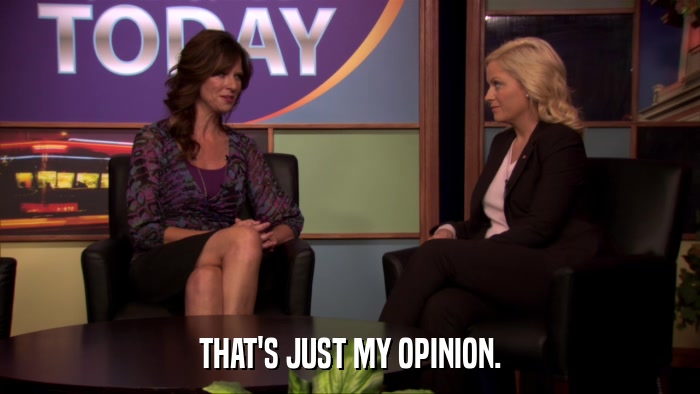 THAT'S JUST MY OPINION.  