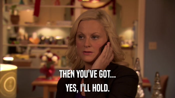THEN YOU'VE GOT... YES, I'LL HOLD. 