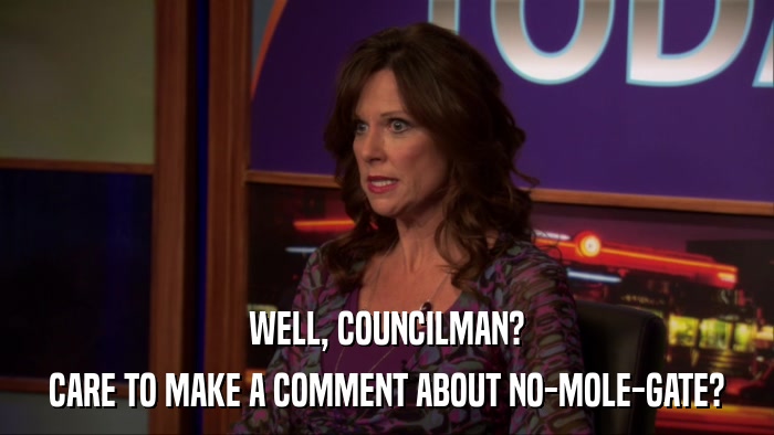 WELL, COUNCILMAN? CARE TO MAKE A COMMENT ABOUT NO-MOLE-GATE? 