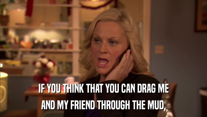 IF YOU THINK THAT YOU CAN DRAG ME AND MY FRIEND THROUGH THE MUD, 