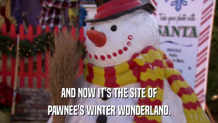 AND NOW IT'S THE SITE OF PAWNEE'S WINTER WONDERLAND. 