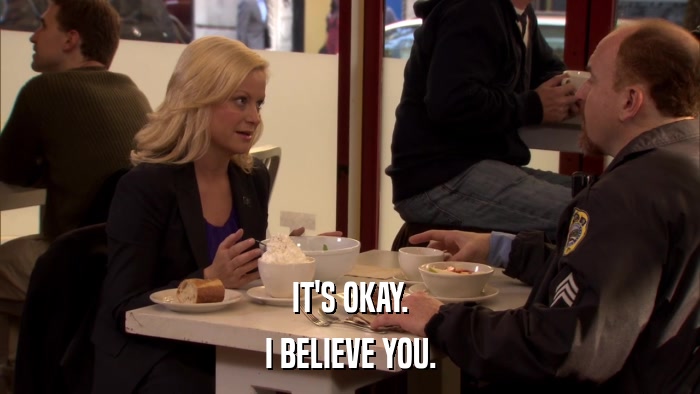 IT'S OKAY. I BELIEVE YOU. 