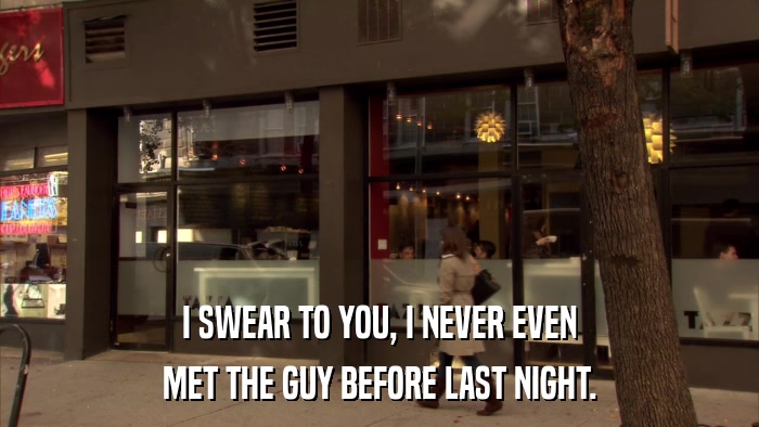 I SWEAR TO YOU, I NEVER EVEN MET THE GUY BEFORE LAST NIGHT. 