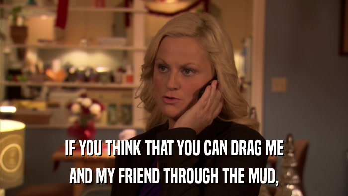 IF YOU THINK THAT YOU CAN DRAG ME AND MY FRIEND THROUGH THE MUD, 