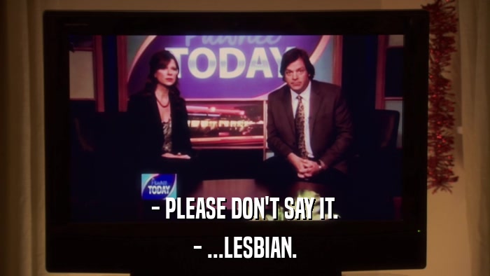 - PLEASE DON'T SAY IT. - ...LESBIAN. 