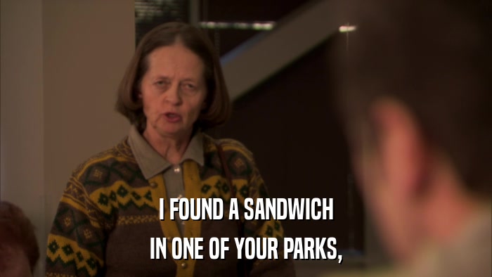 I FOUND A SANDWICH IN ONE OF YOUR PARKS, 