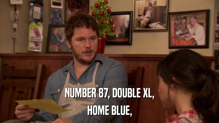 NUMBER 87, DOUBLE XL, HOME BLUE, 