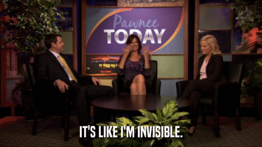 IT'S LIKE I'M INVISIBLE.  