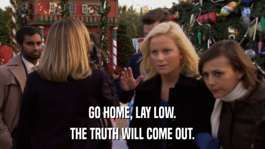 GO HOME, LAY LOW. THE TRUTH WILL COME OUT. 