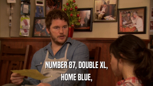 NUMBER 87, DOUBLE XL, HOME BLUE, 