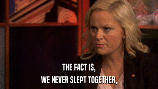 THE FACT IS, WE NEVER SLEPT TOGETHER, 