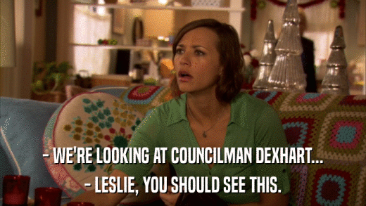 - WE'RE LOOKING AT COUNCILMAN DEXHART... - LESLIE, YOU SHOULD SEE THIS. 
