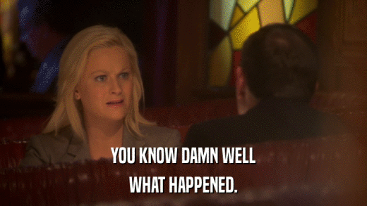 YOU KNOW DAMN WELL WHAT HAPPENED. 