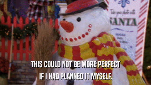 THIS COULD NOT BE MORE PERFECT IF I HAD PLANNED IT MYSELF. 