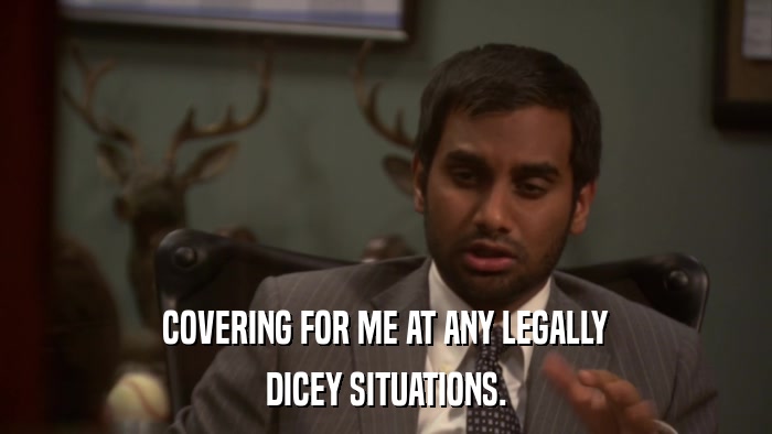 COVERING FOR ME AT ANY LEGALLY DICEY SITUATIONS. 