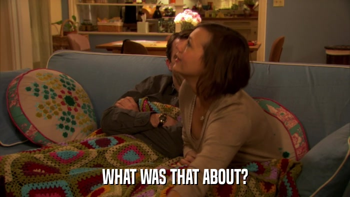 WHAT WAS THAT ABOUT?  