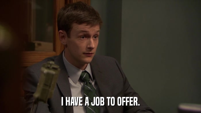 I HAVE A JOB TO OFFER.  