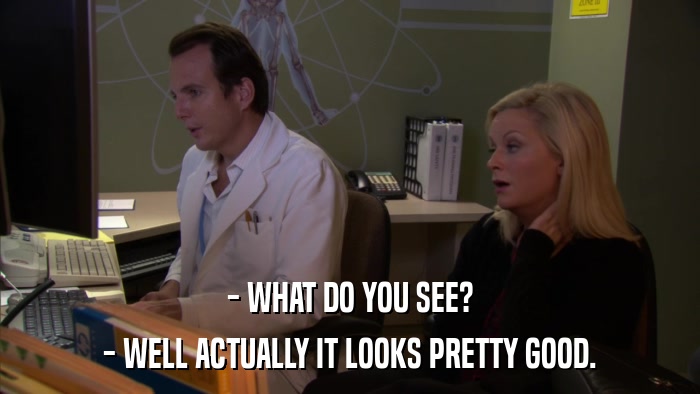 - WHAT DO YOU SEE? - WELL ACTUALLY IT LOOKS PRETTY GOOD. 