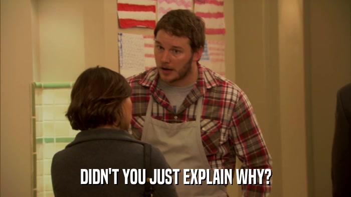 DIDN'T YOU JUST EXPLAIN WHY?  