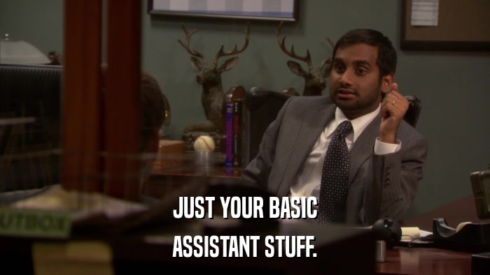 JUST YOUR BASIC ASSISTANT STUFF. 