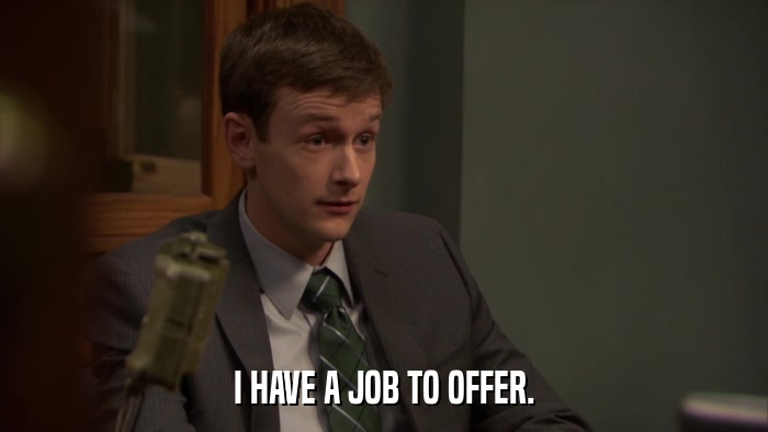 I HAVE A JOB TO OFFER.  