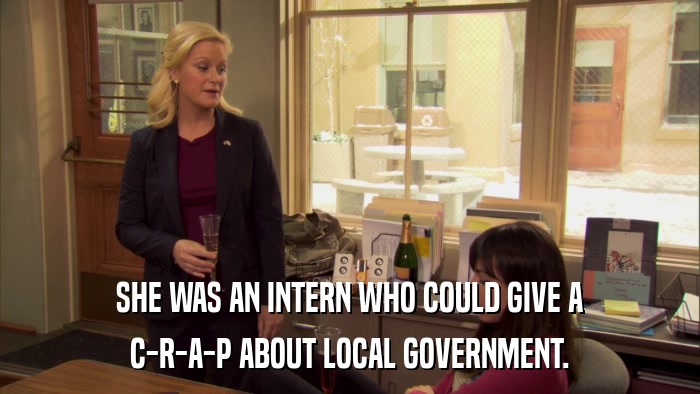 SHE WAS AN INTERN WHO COULD GIVE A C-R-A-P ABOUT LOCAL GOVERNMENT. 
