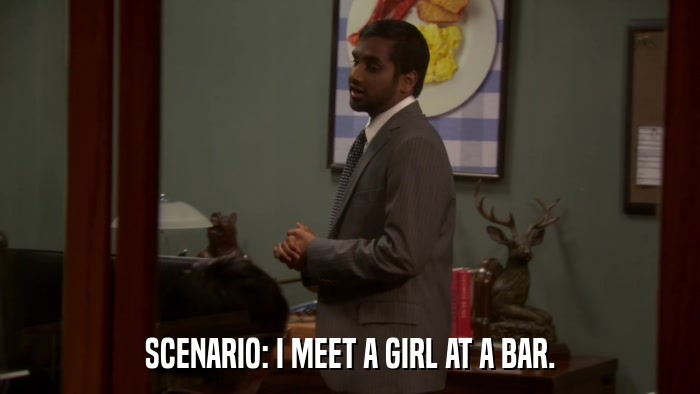 SCENARIO: I MEET A GIRL AT A BAR.  