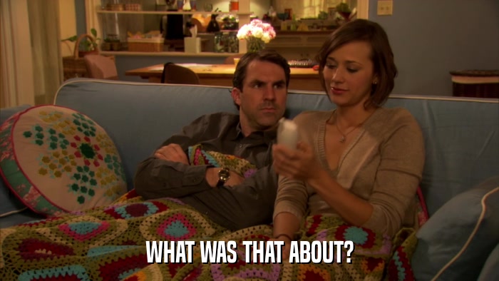 WHAT WAS THAT ABOUT?  