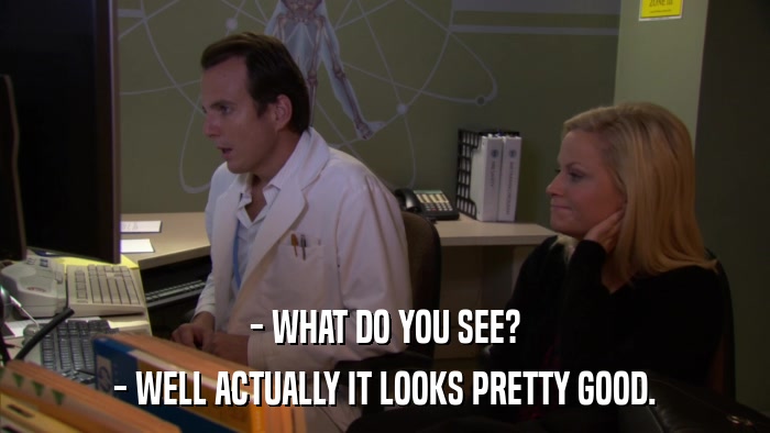 - WHAT DO YOU SEE? - WELL ACTUALLY IT LOOKS PRETTY GOOD. 