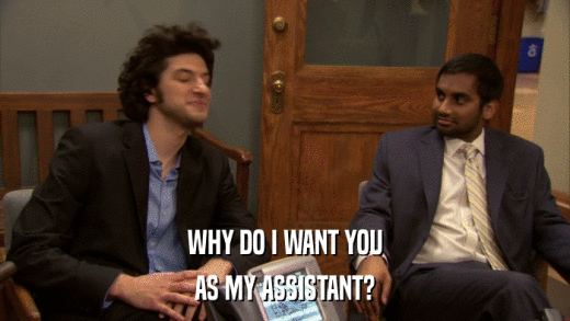 WHY DO I WANT YOU AS MY ASSISTANT? 