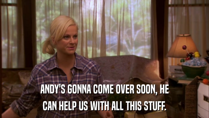 ANDY'S GONNA COME OVER SOON, HE CAN HELP US WITH ALL THIS STUFF. 