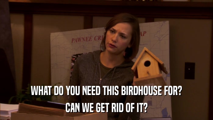 WHAT DO YOU NEED THIS BIRDHOUSE FOR? CAN WE GET RID OF IT? 