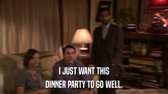 I JUST WANT THIS DINNER PARTY TO GO WELL. 