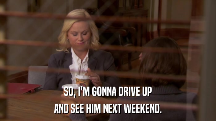 SO, I'M GONNA DRIVE UP AND SEE HIM NEXT WEEKEND. 